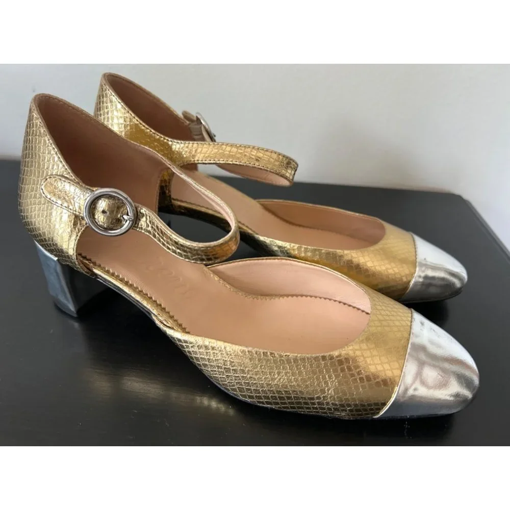 Millie ankle-strap heels in snake-embossed Italian leather Flaw BM688, Size 7H